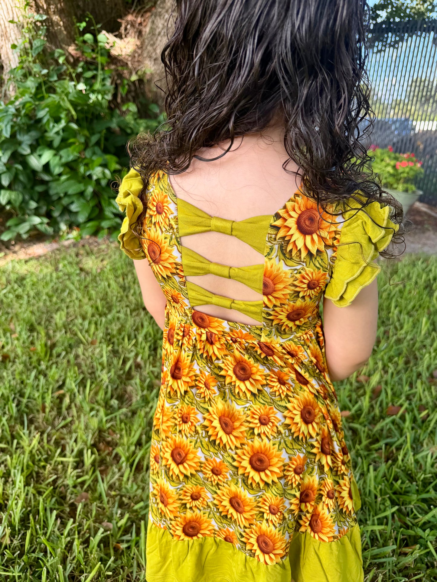 Sunflower Meadow Twirl with Bow Back