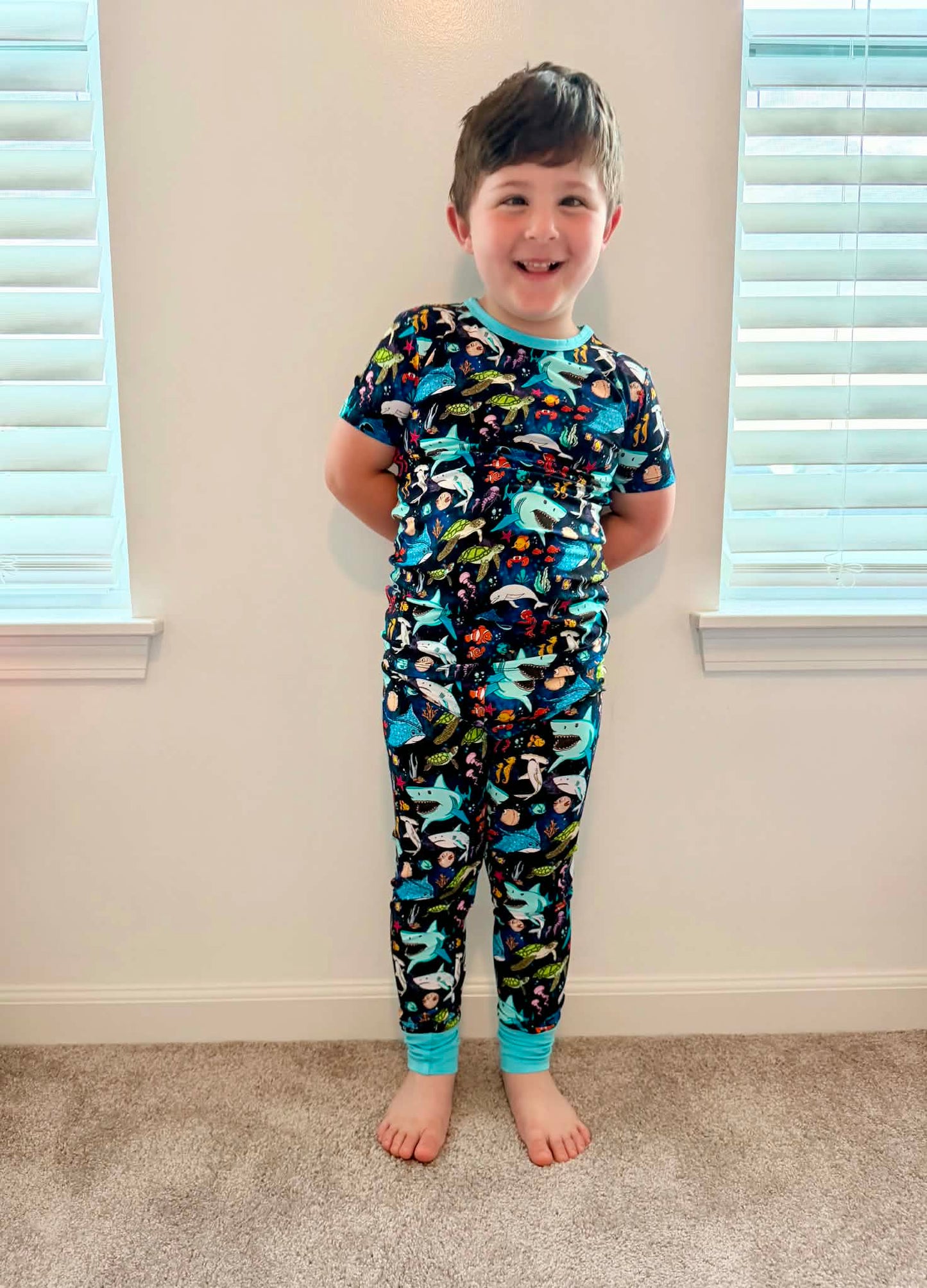 “Beyond The Reef” Two-Piece Pajamas Short Sleeved and Pants