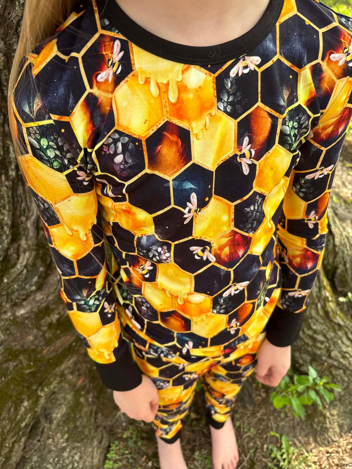 "Bee Happy" Two-Piece Pajamas Long Sleeved and Pants