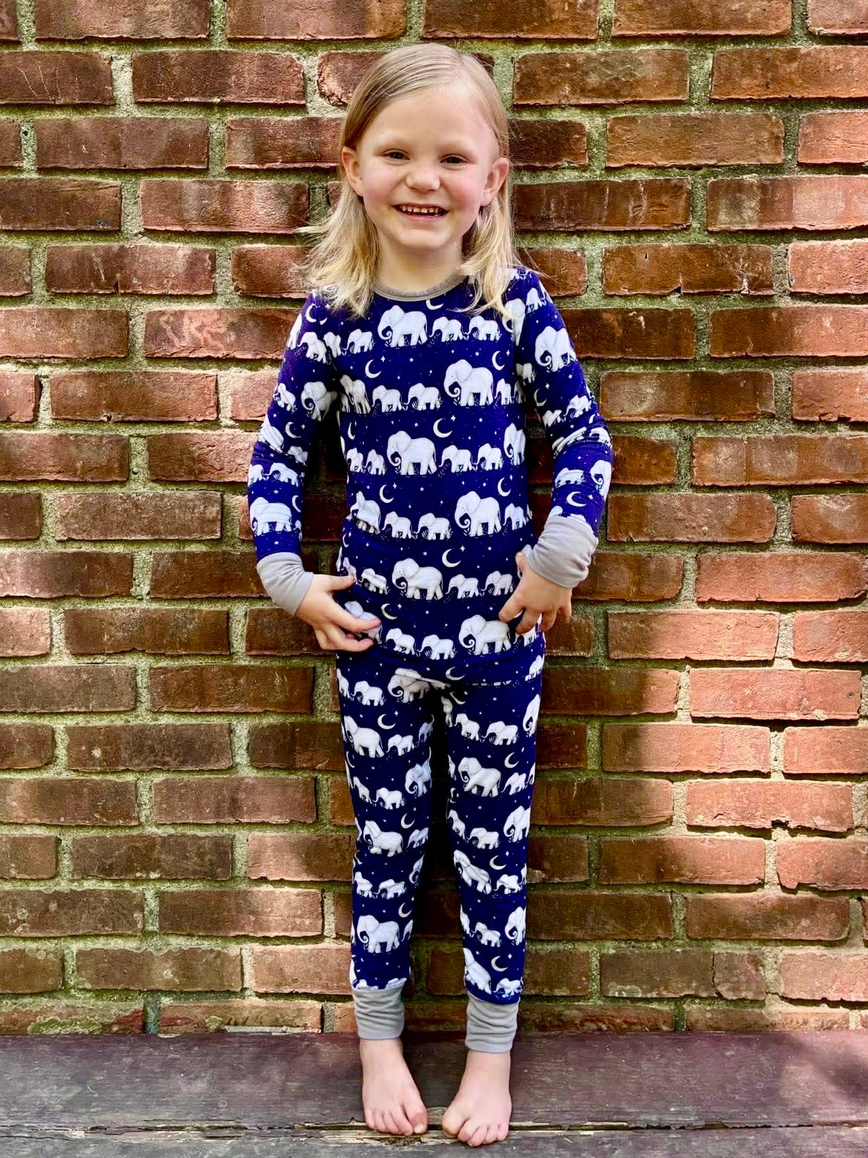 "Elephants" Two-Piece Pajamas Long Sleeved and Pants