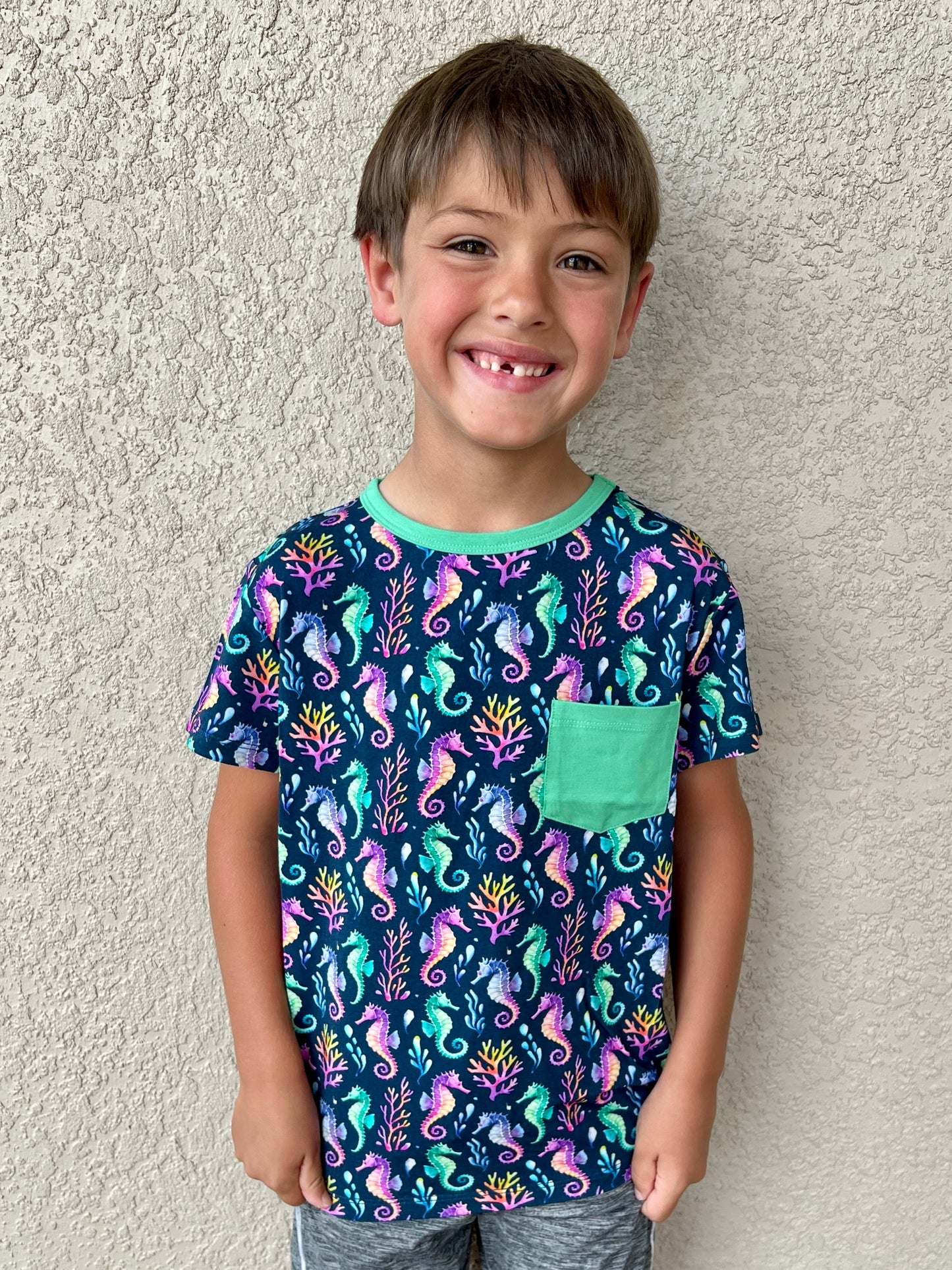 “Seahorse Lagoon” Pocket T-Shirt