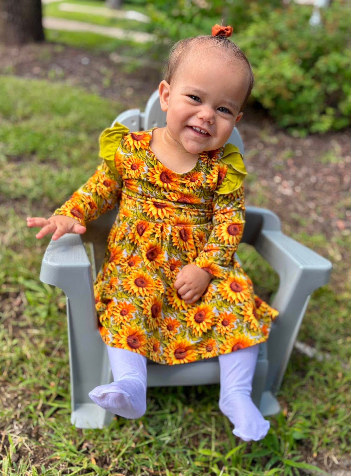 Sunflower Meadow Bodysuit Twirl with Bow Back