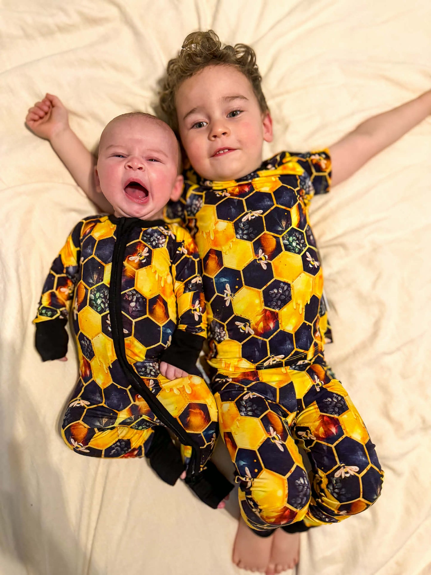 "Bee Happy" Two-Piece Pajamas Short Sleeved and Pants