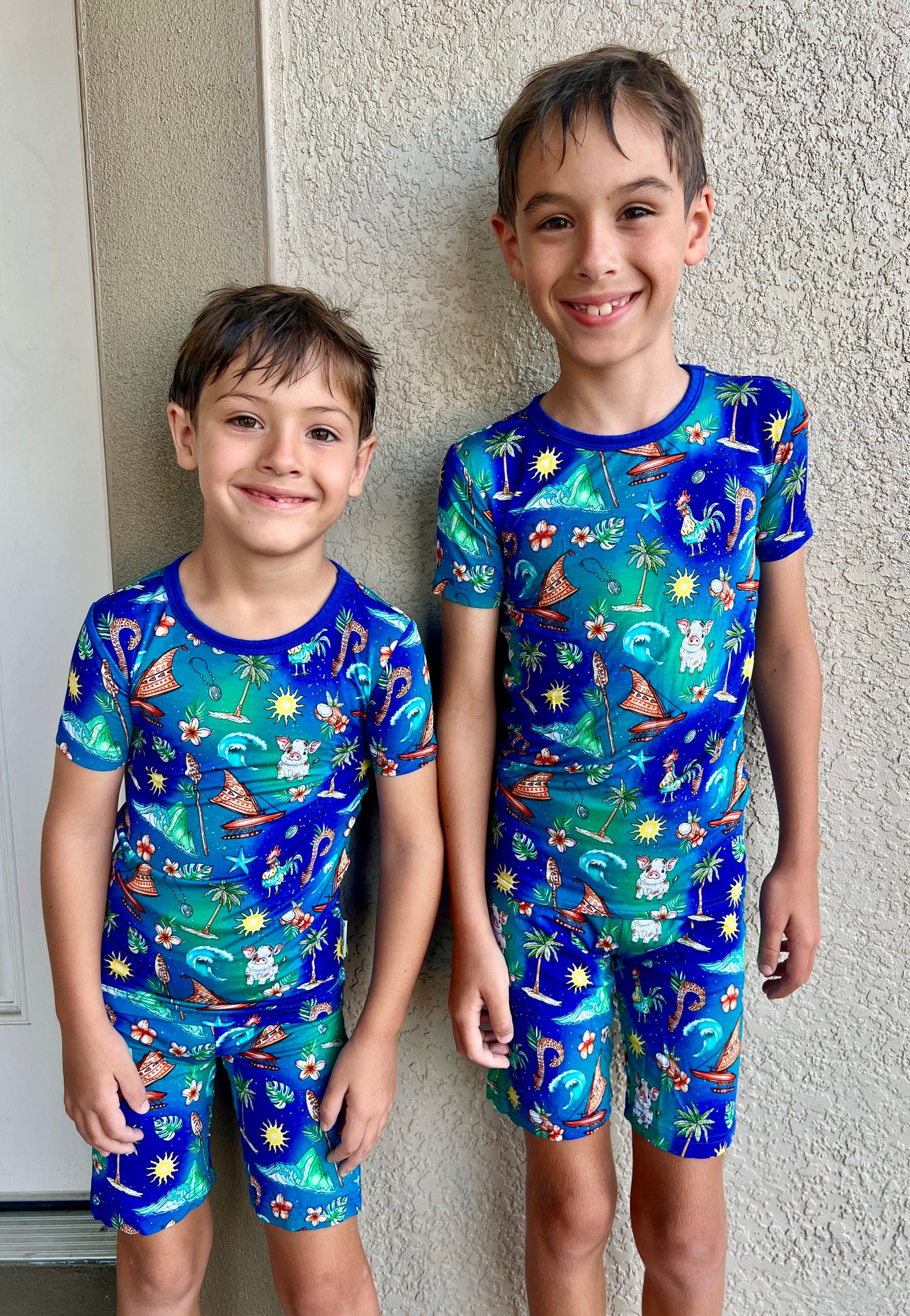 “Oceans Calling” Two-Piece Pajamas Short Sleeved and Shorts