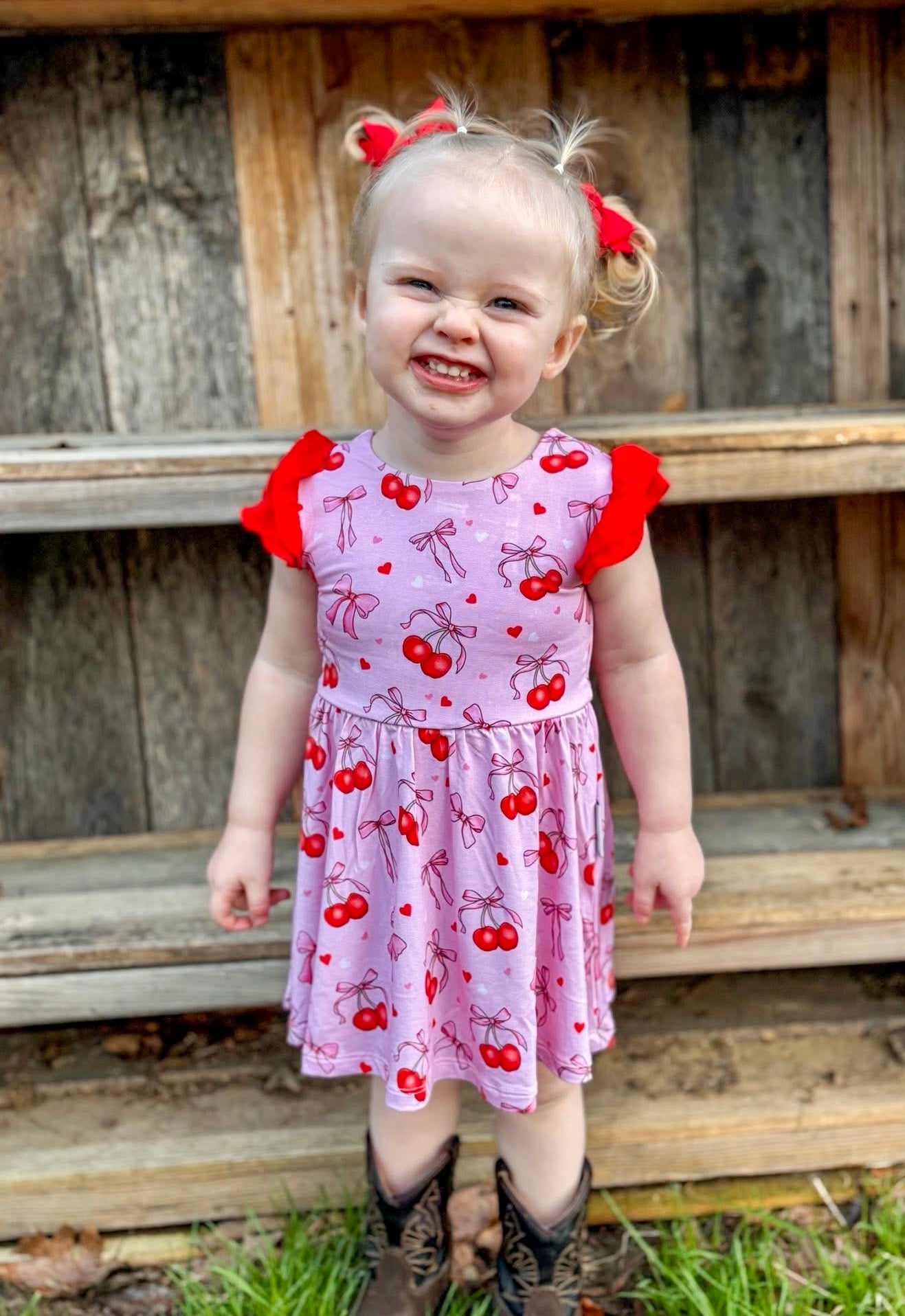 “Cherry Bow Bliss” Bodysuit Twirl – Treasured Threads