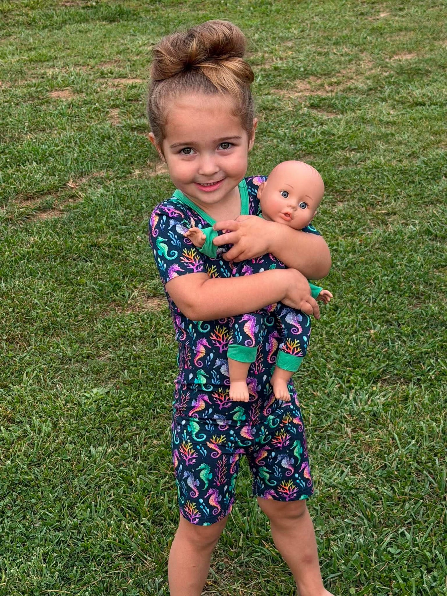 “Seahorse Lagoon” Doll Romper