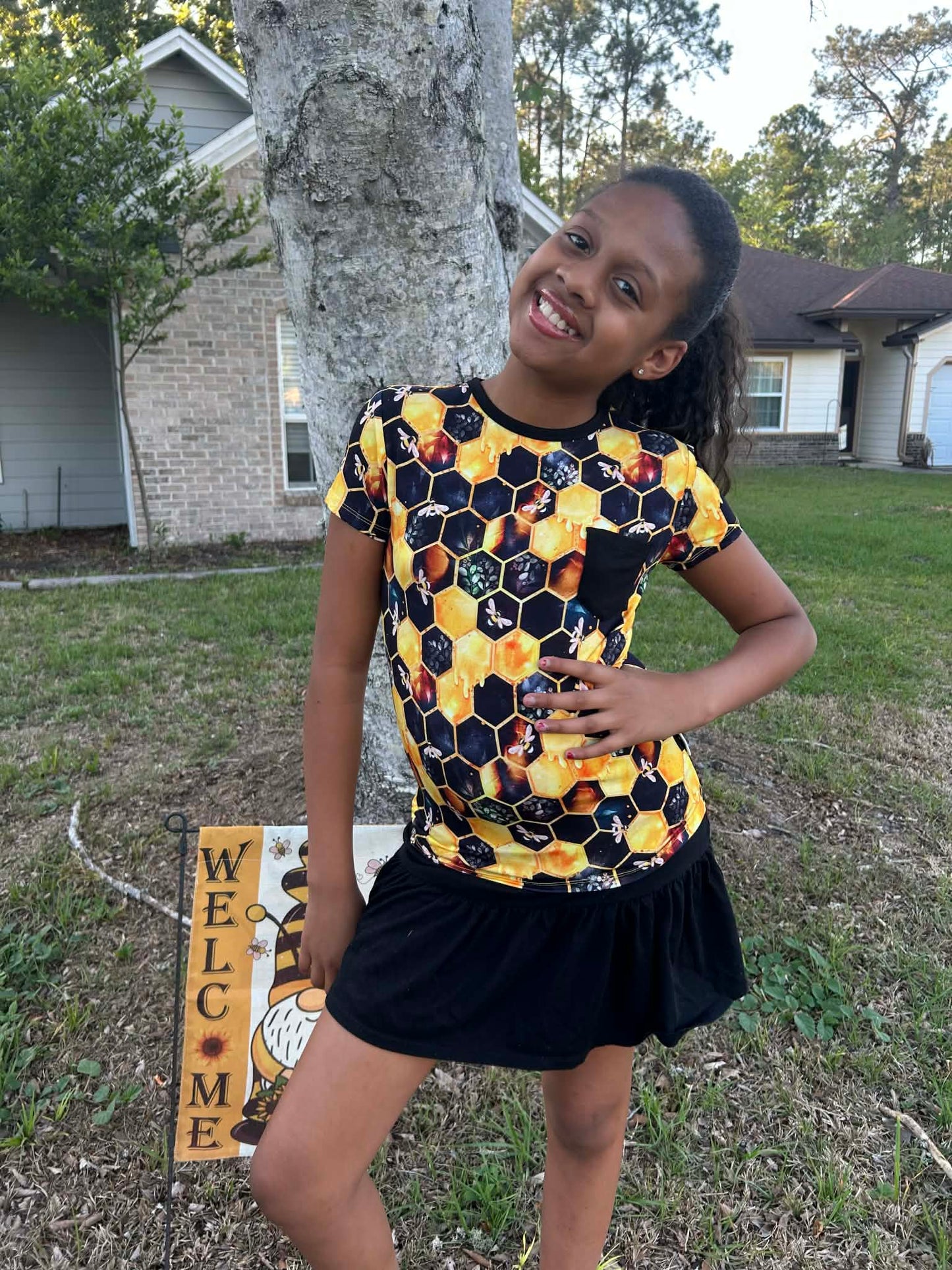 "Bee Happy" Pocket T-Shirt