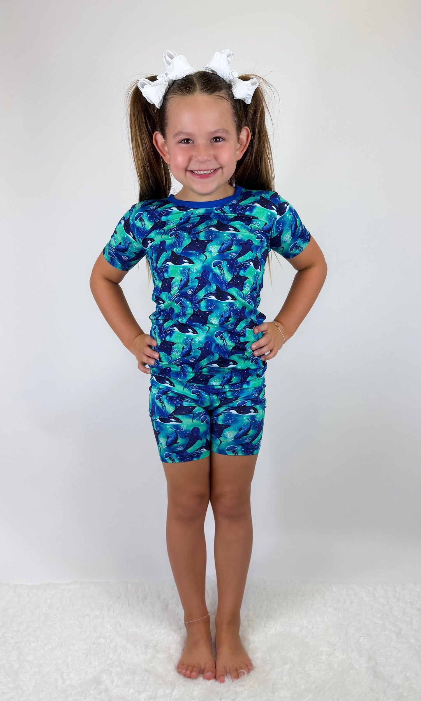 Starlit Seas Two-Piece Pajamas Short Sleeved and Shorts