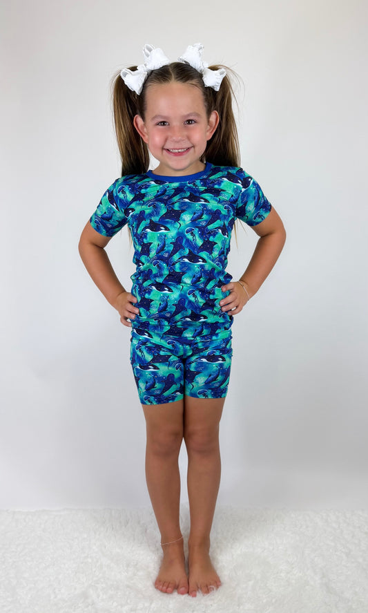 Starlit Seas Two-Piece Pajamas Short Sleeved and Shorts