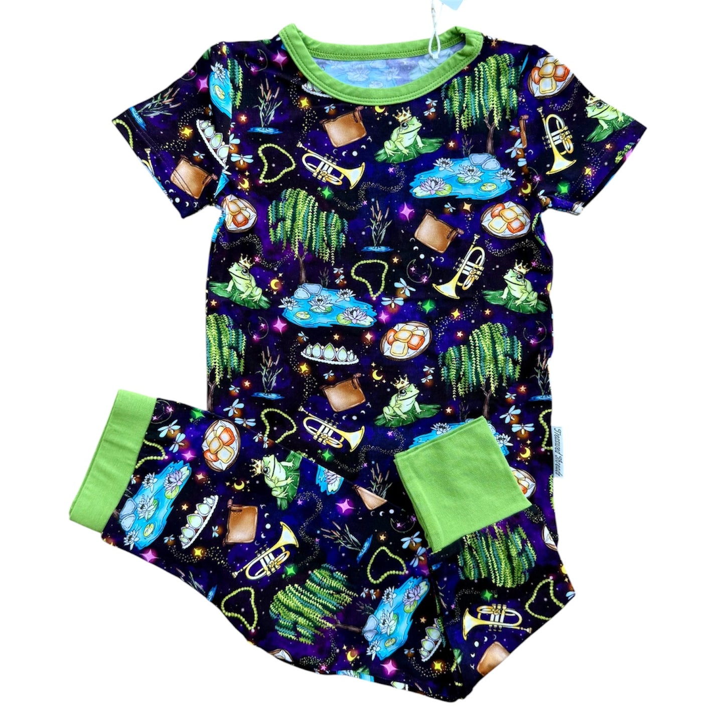 “Fireflies & Frog Kisses” Two-Piece Pajamas Short Sleeved and Shorts