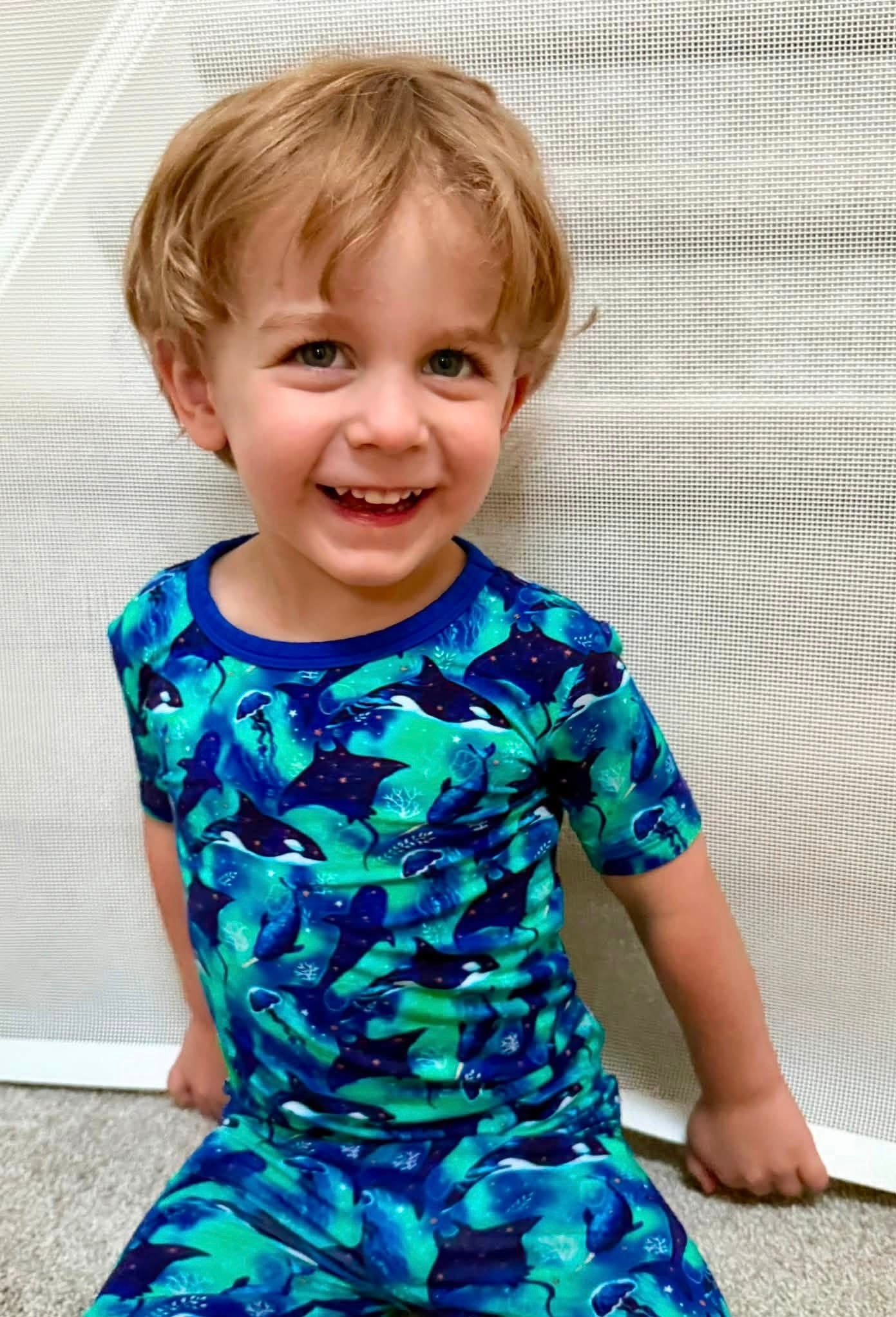 Starlit Seas Two-Piece Pajamas Short Sleeved and Shorts