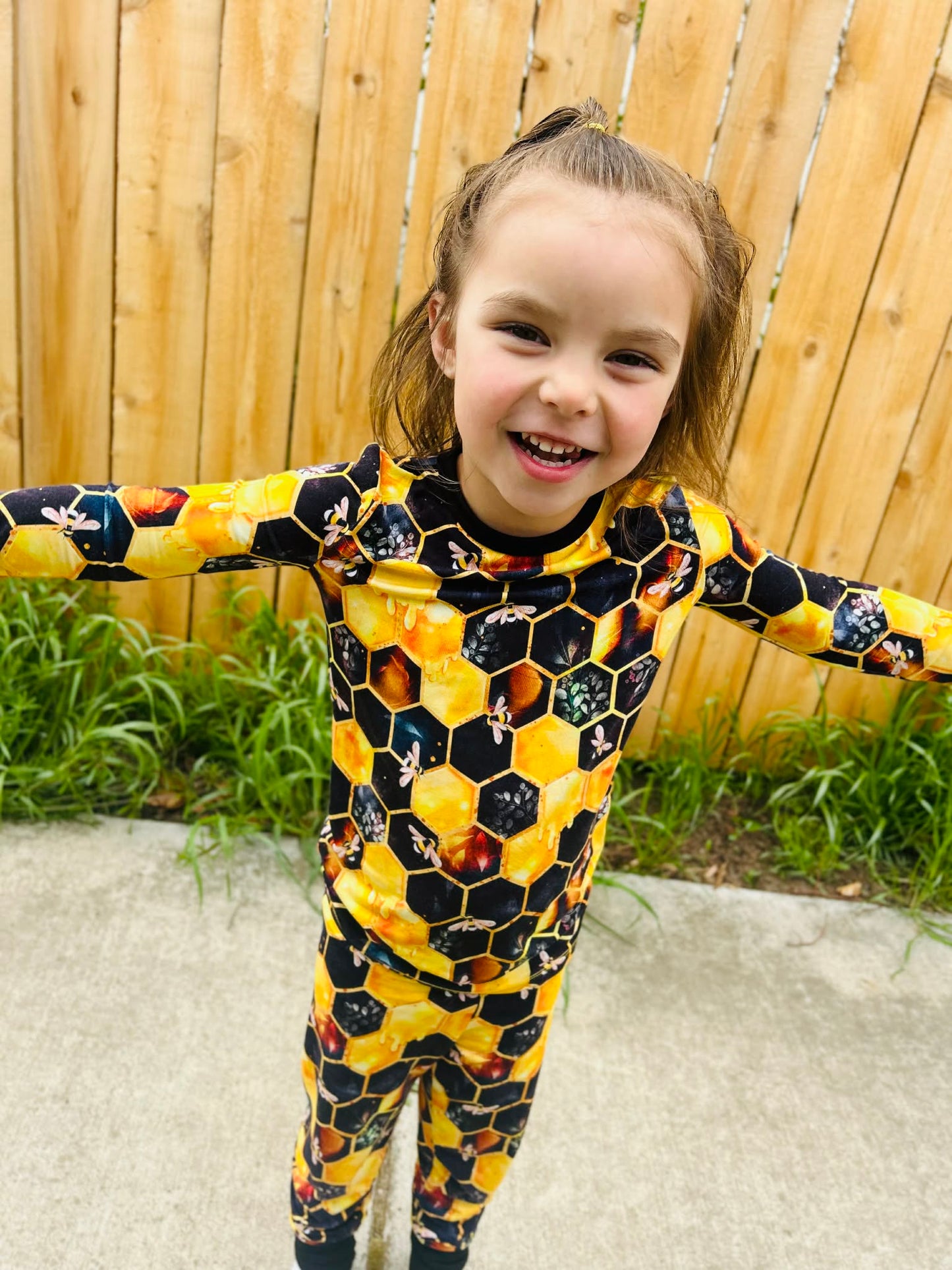 "Bee Happy" Two-Piece Pajamas Long Sleeved and Pants