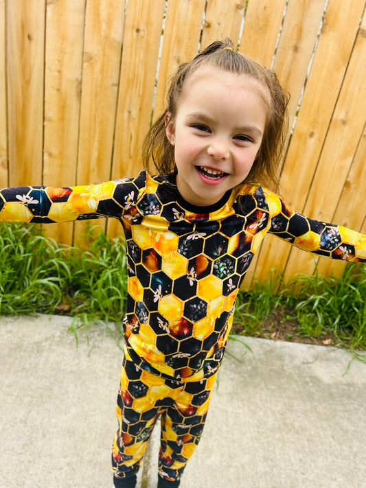 "Bee Happy" Two-Piece Pajamas Long Sleeved and Pants