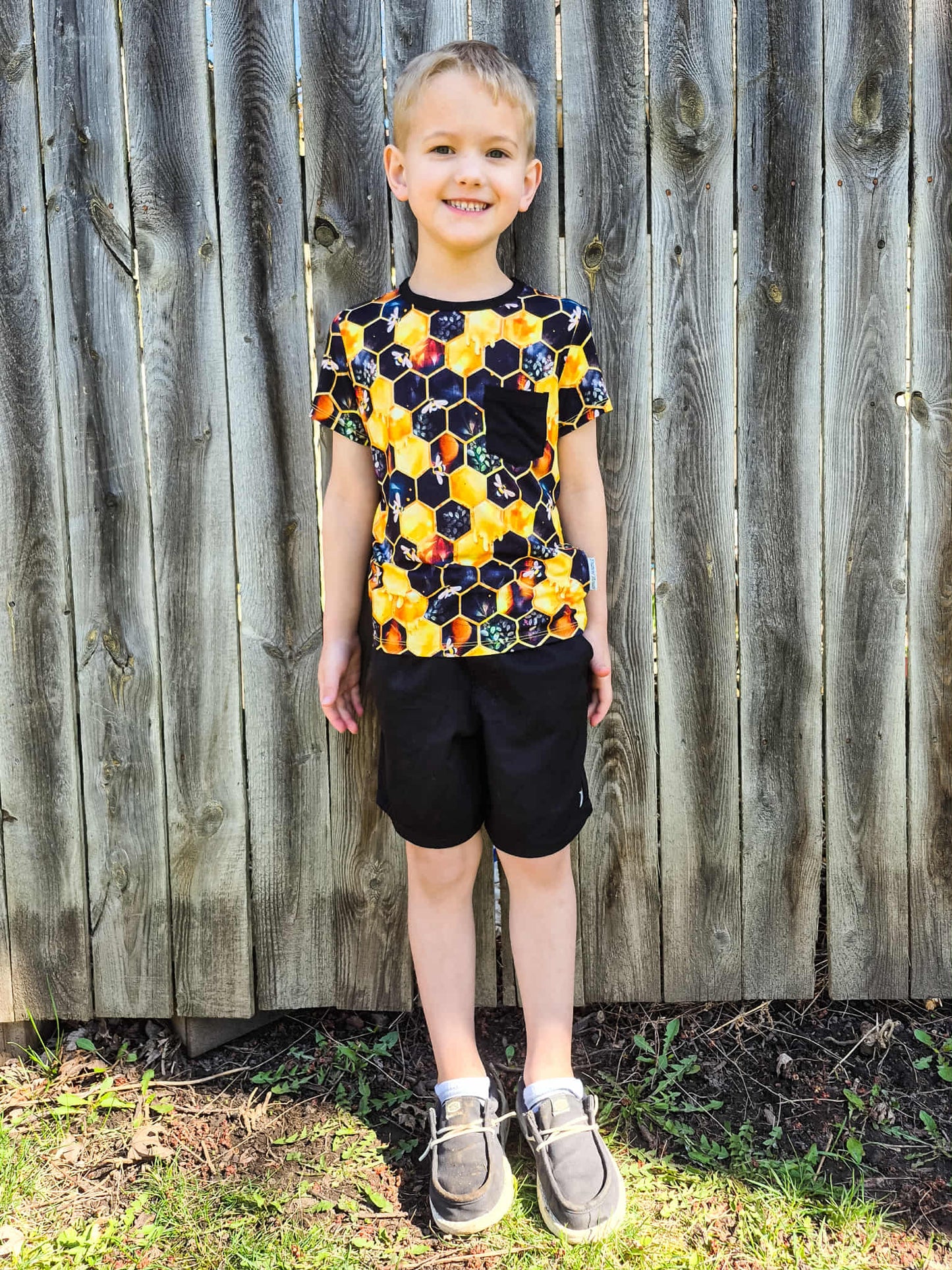 "Bee Happy" Pocket T-Shirt