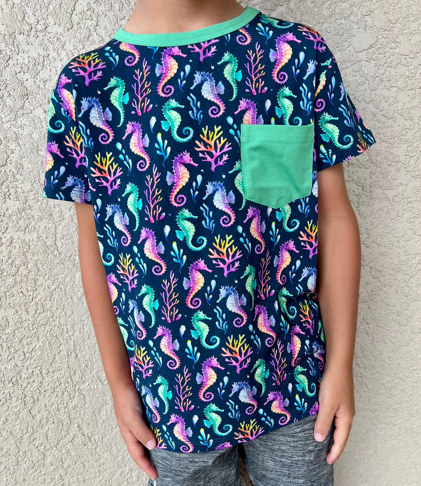 “Seahorse Lagoon” Pocket T-Shirt