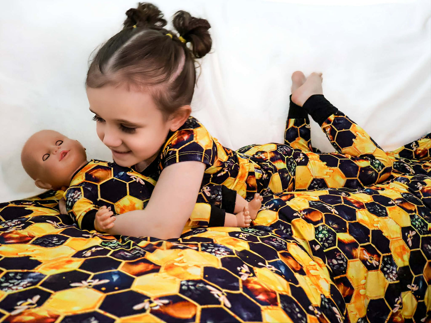 "Bee Happy" Two-Piece Pajamas Short Sleeved and Pants