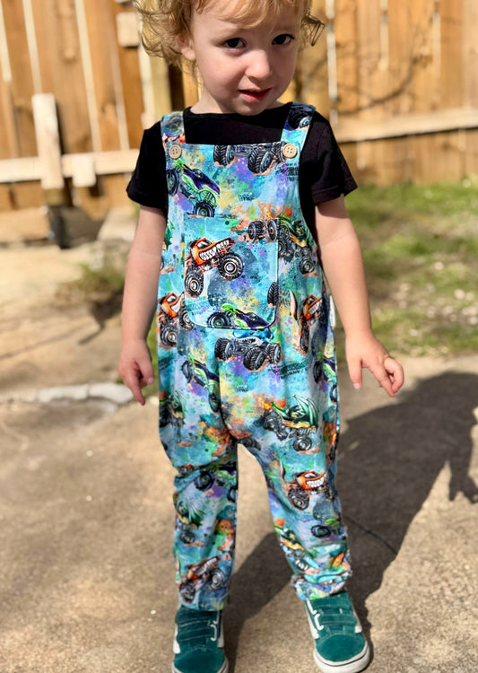 “Monster Truck Mayhem” Overalls (overalls only)