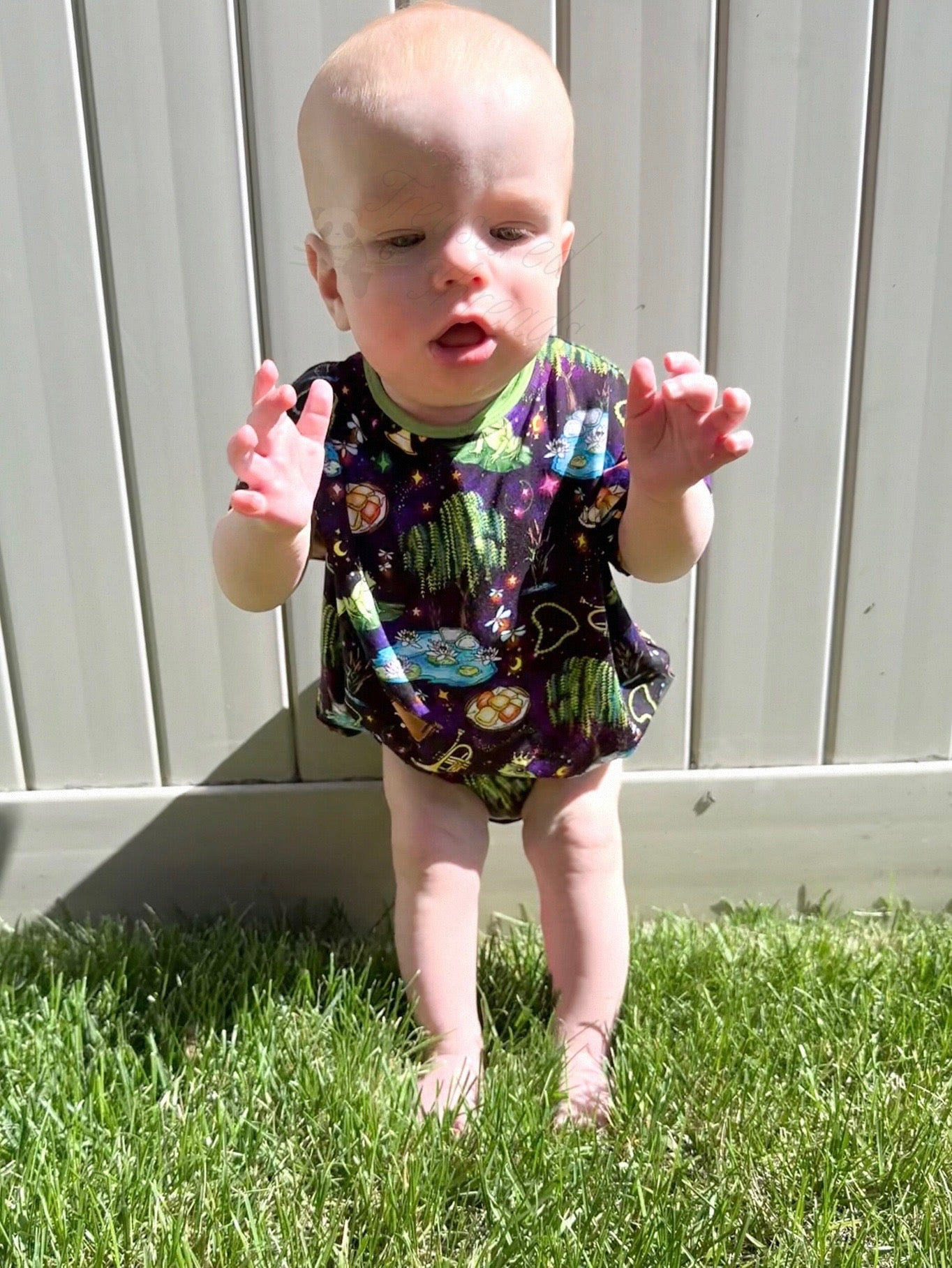 “Fireflies & Frog Kisses” Bubble Romper