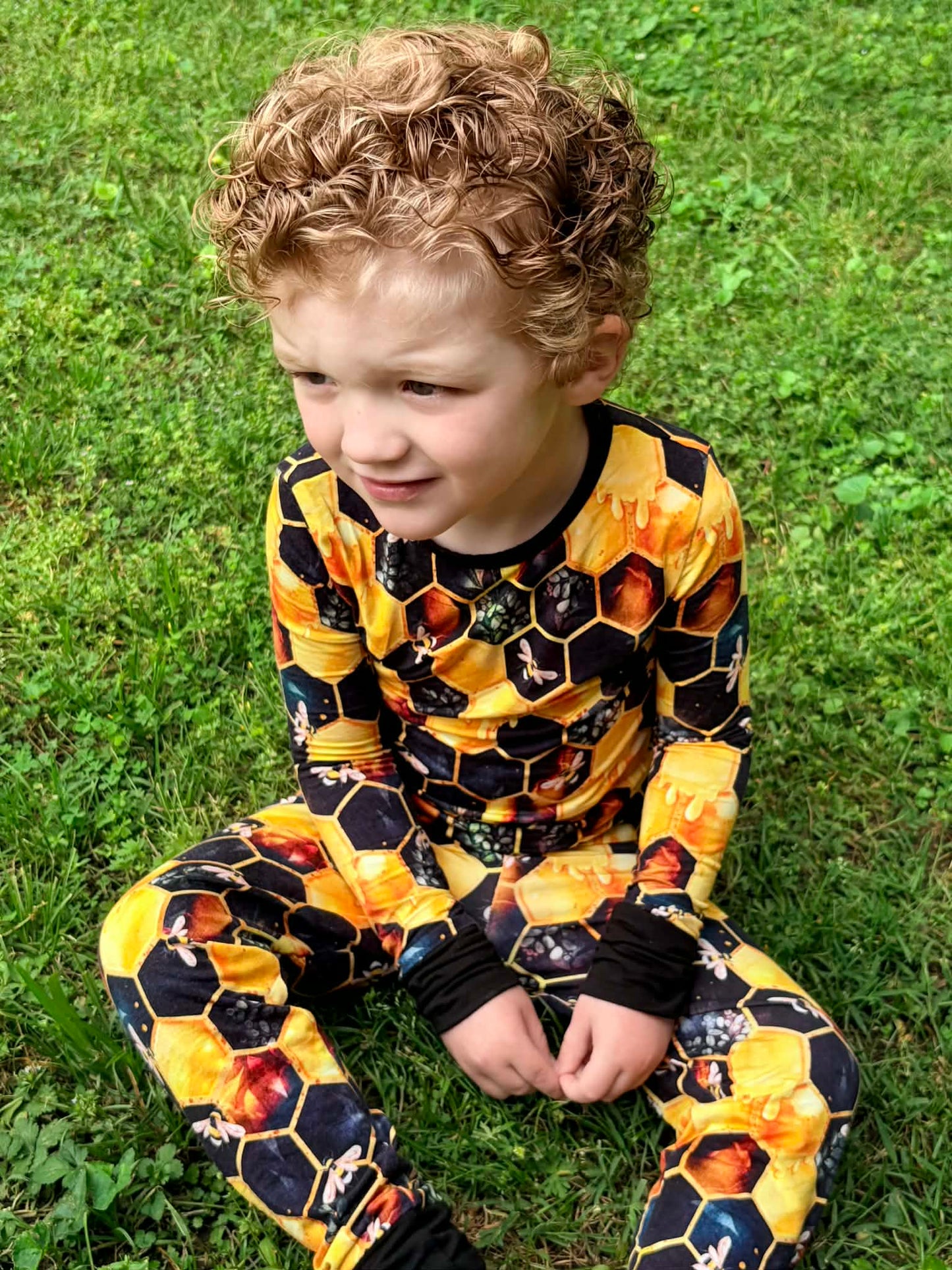 "Bee Happy" Two-Piece Pajamas Long Sleeved and Pants