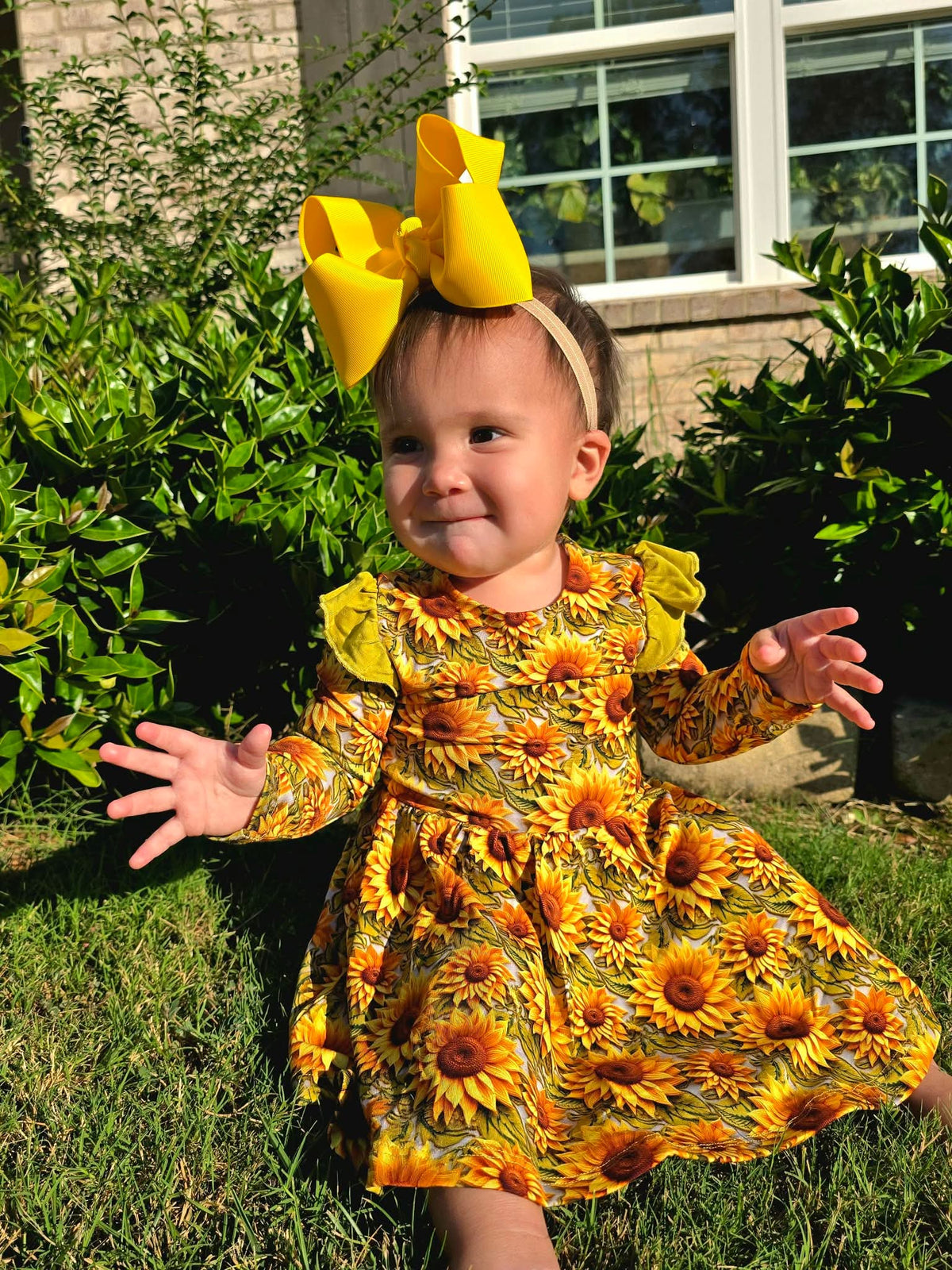 Sunflower Meadow Bodysuit Twirl with Bow Back