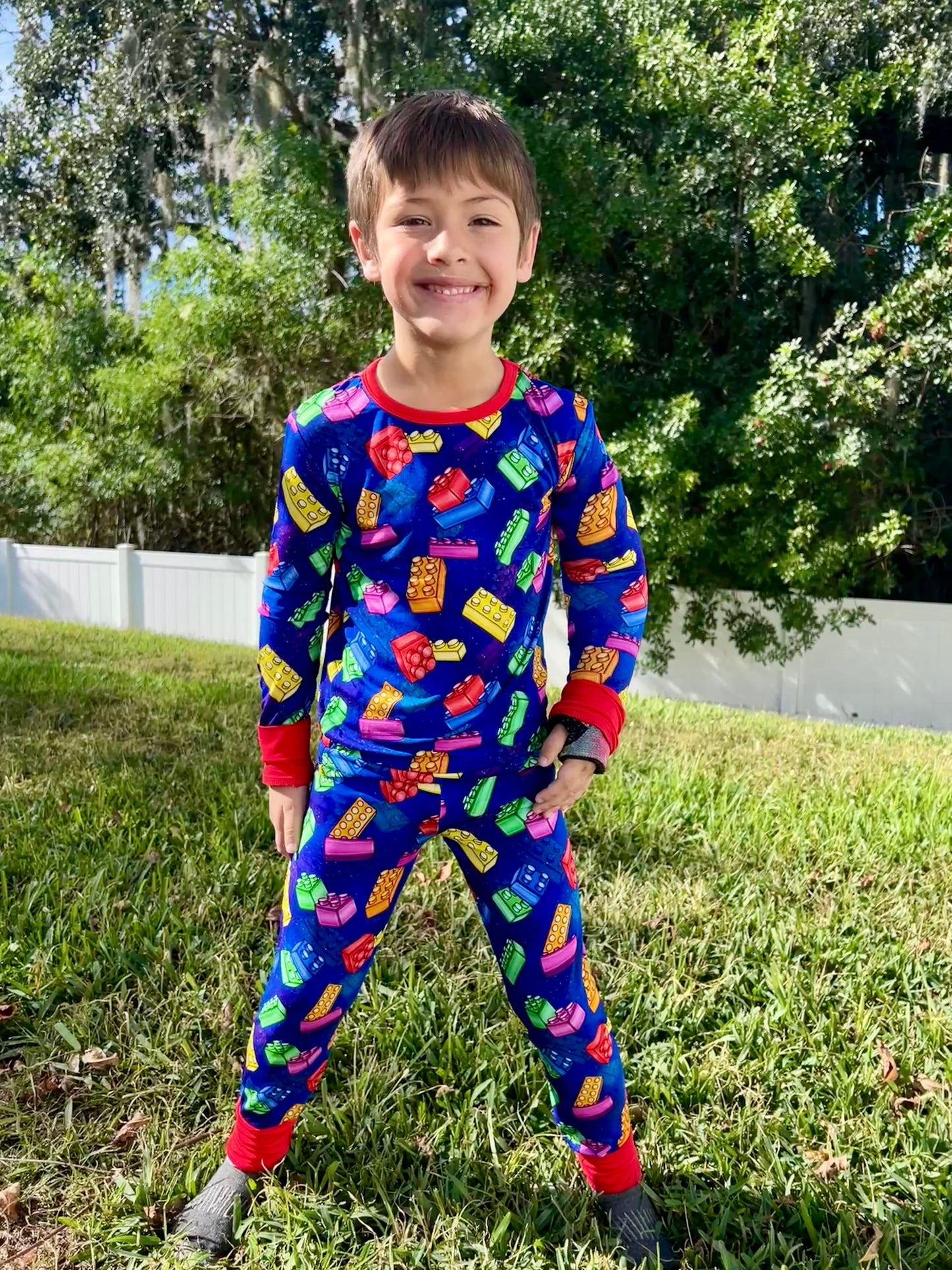 “Color Burst Blocks” Two-Piece Pajamas