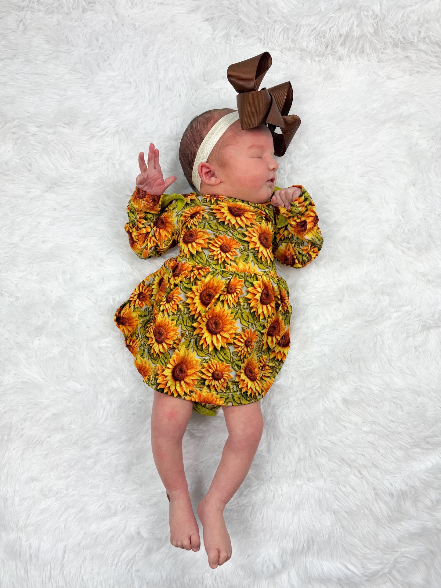 Sunflower Meadow Bodysuit Twirl with Bow Back