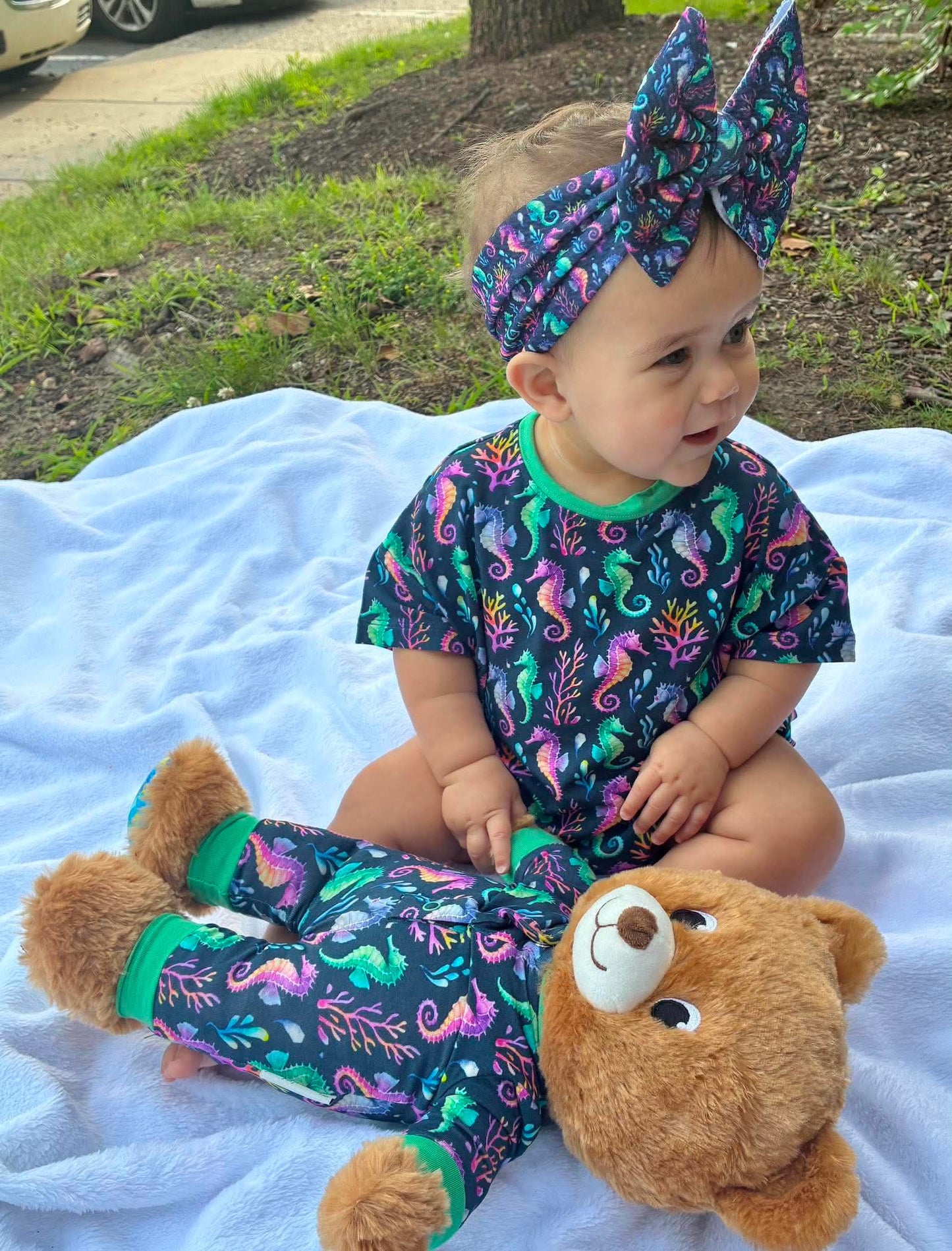 “Seahorse Lagoon” Bubble Romper