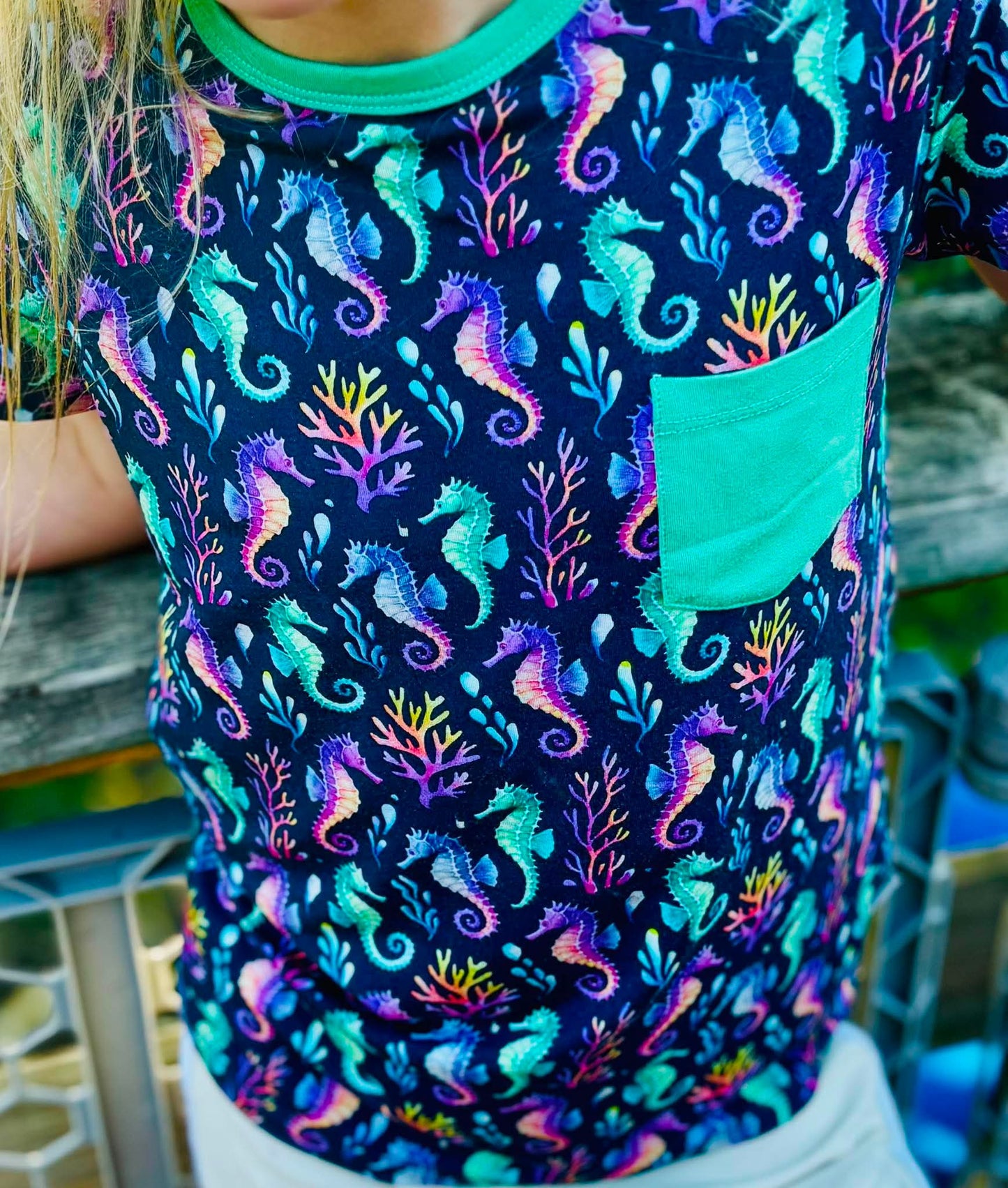 “Seahorse Lagoon” Pocket T-Shirt