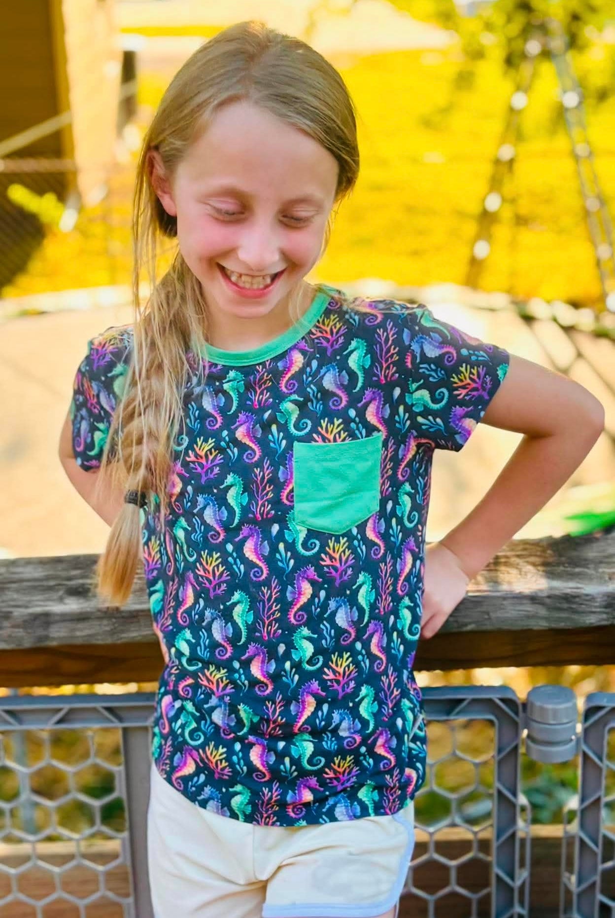 “Seahorse Lagoon” Pocket T-Shirt