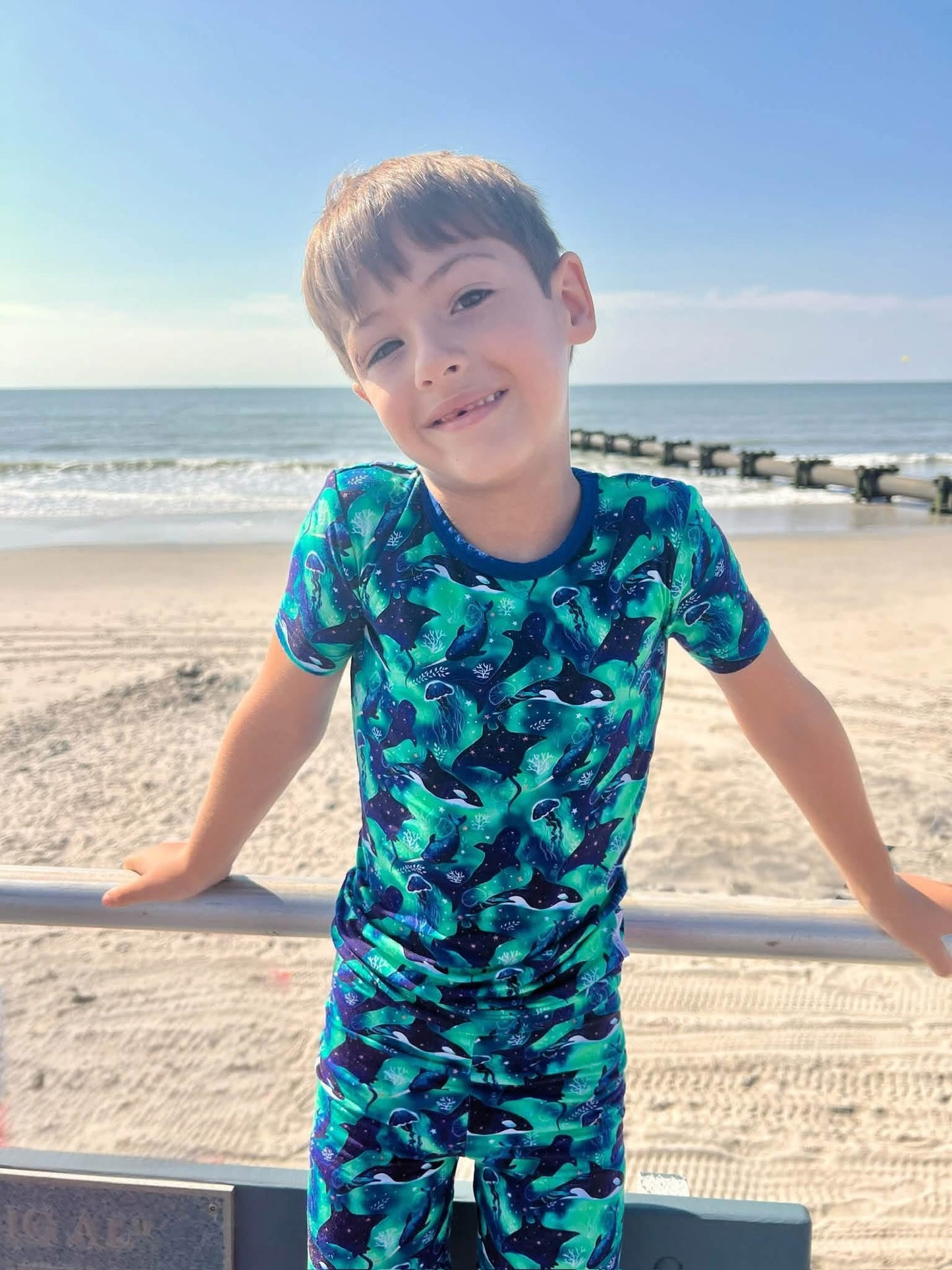 Starlit Seas Two-Piece Pajamas Short Sleeved and Shorts