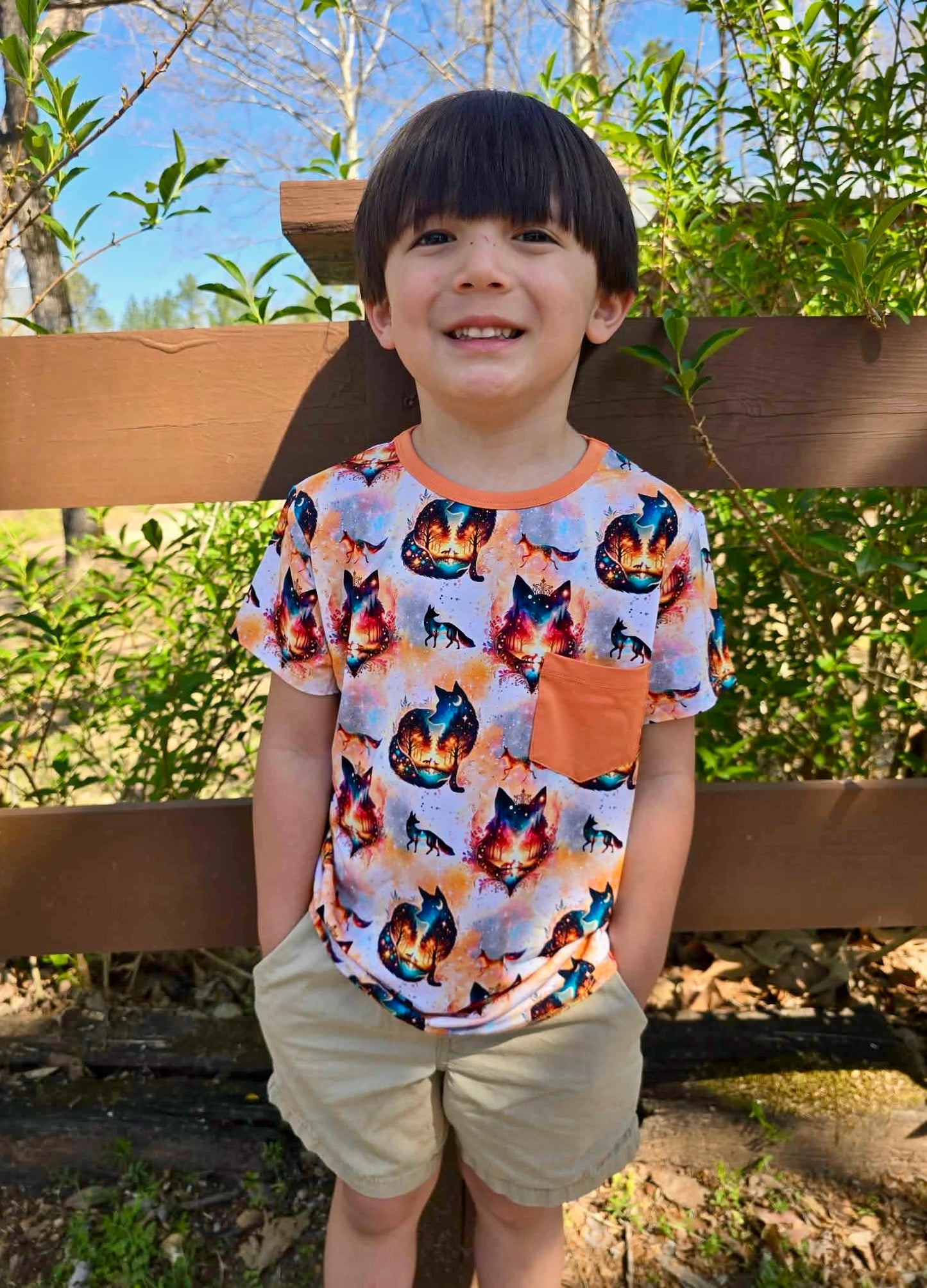 “Whimsical Foxes” Pocket T-Shirt