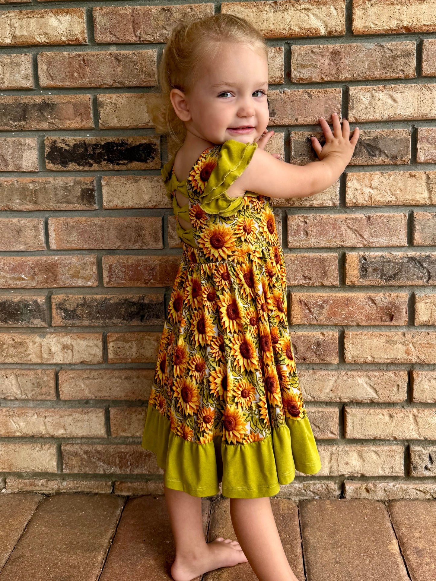 Sunflower Meadow Twirl with Bow Back