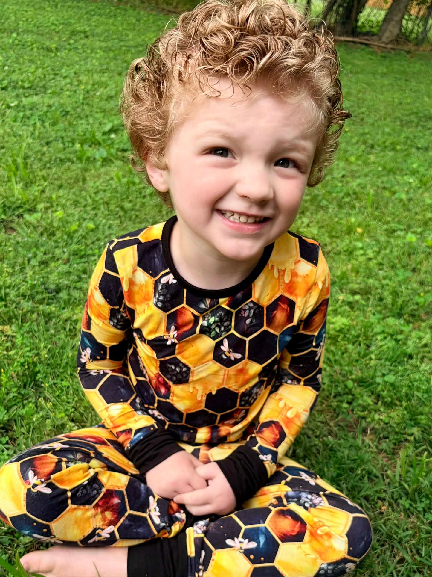 "Bee Happy" Two-Piece Pajamas Long Sleeved and Pants