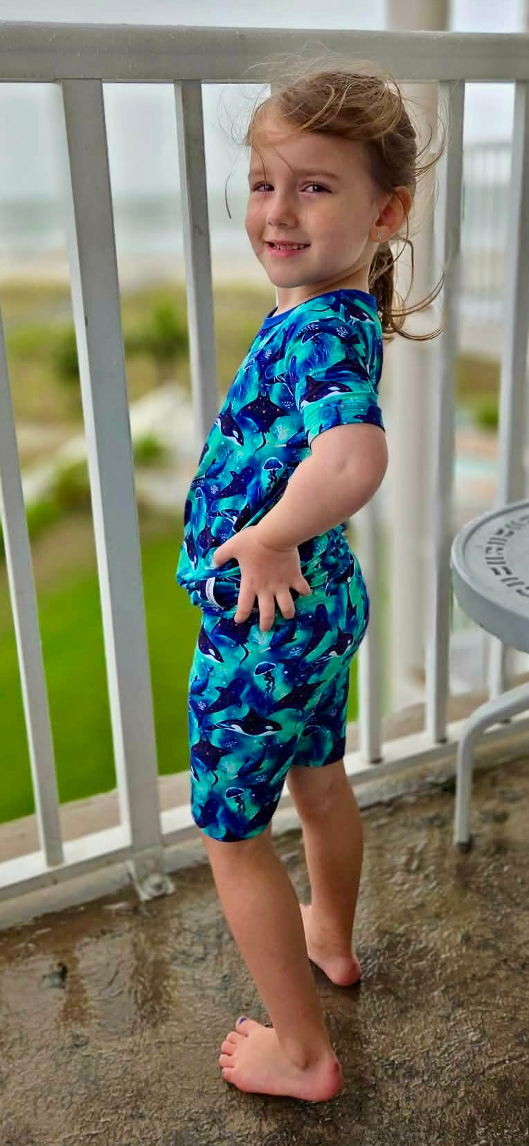 Starlit Seas Two-Piece Pajamas Short Sleeved and Shorts