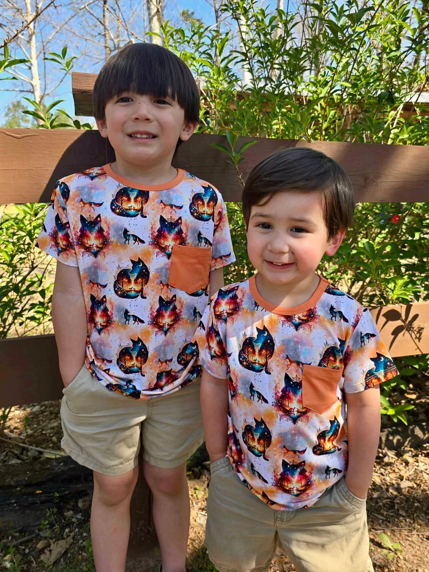 “Whimsical Foxes” Pocket T-Shirt