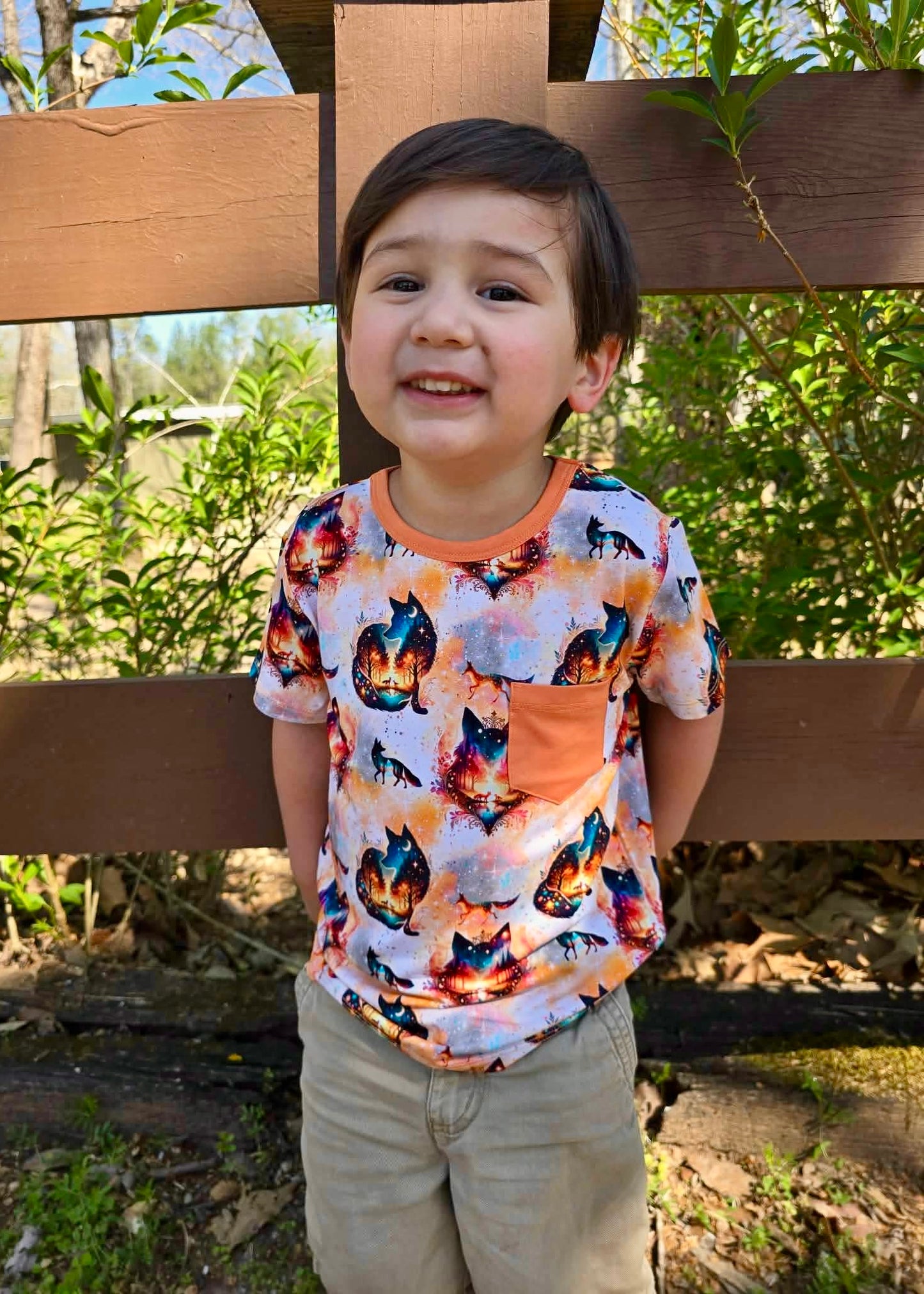 “Whimsical Foxes” Pocket T-Shirt