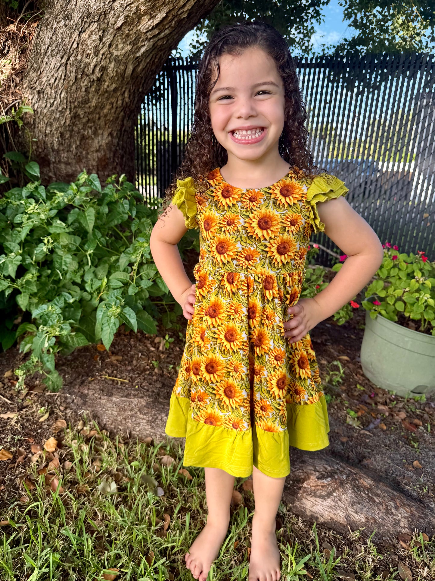Sunflower Meadow Twirl with Bow Back