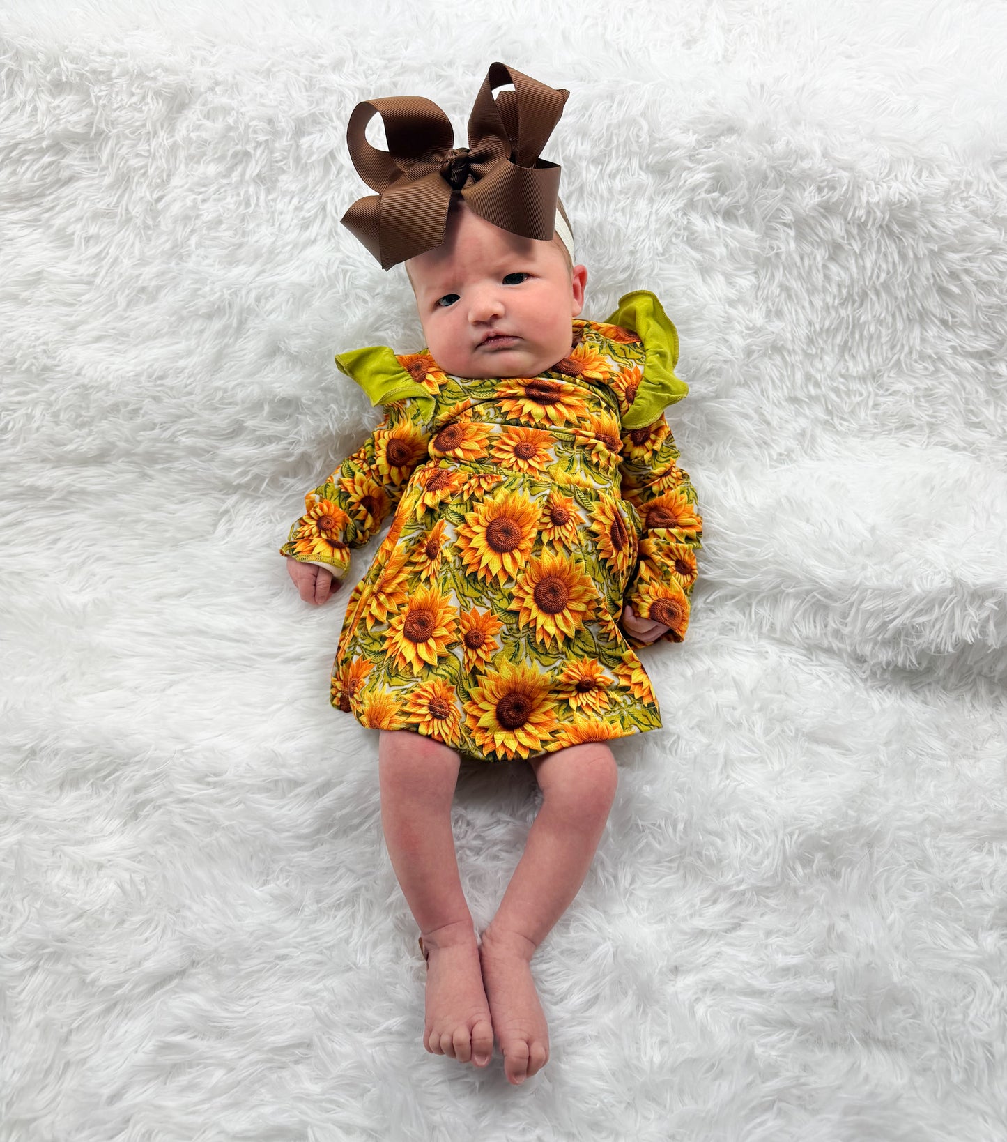 Sunflower Meadow Bodysuit Twirl with Bow Back