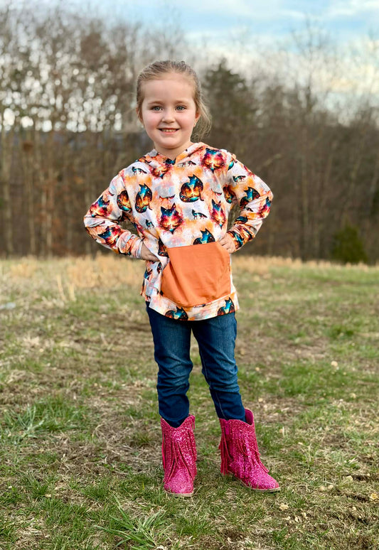 “Whimsical Foxes” Pull Over Hoodie