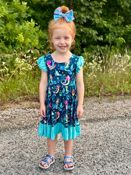 Mystical Mermaids Twirl with Biker Shorts Set