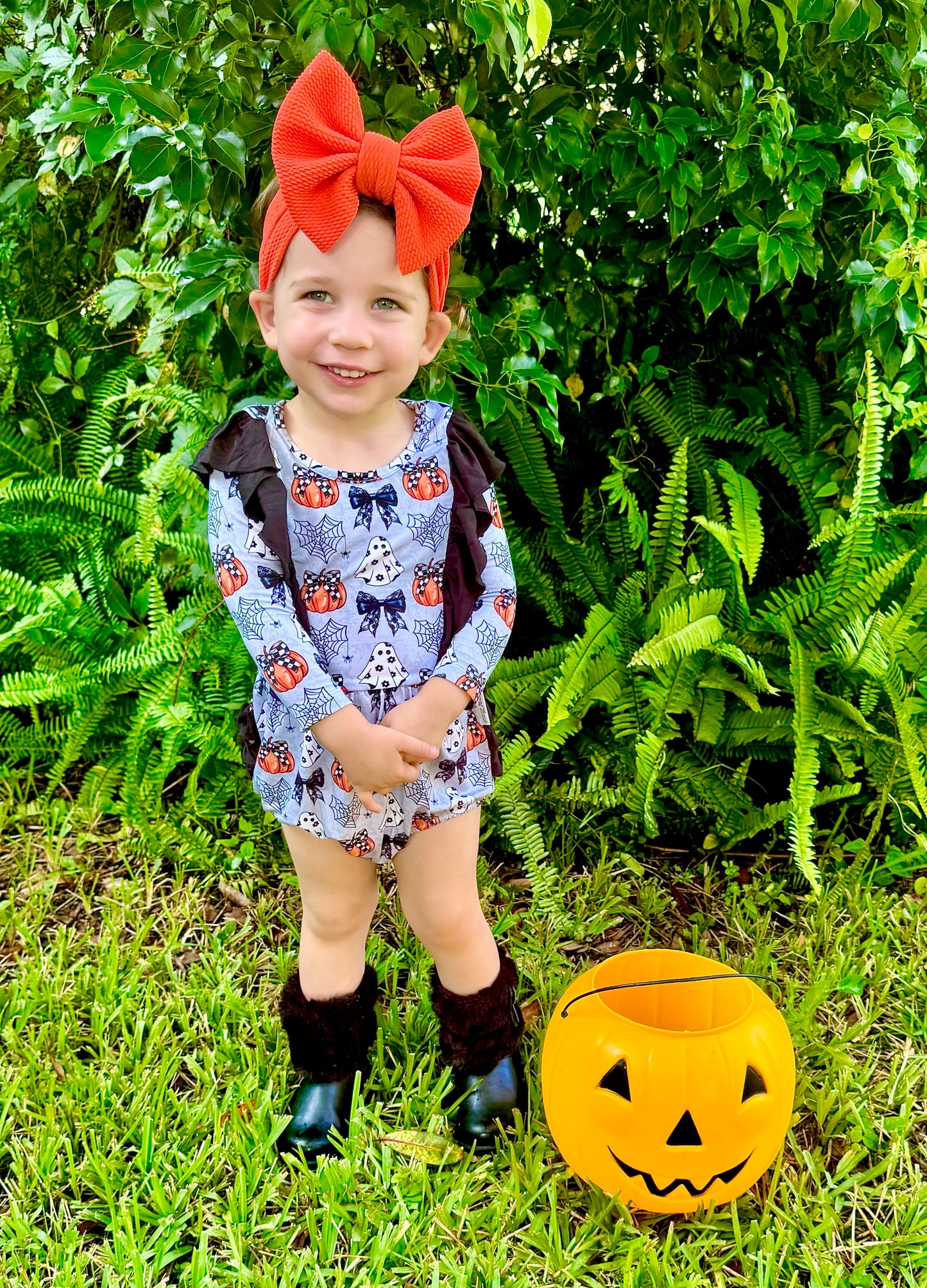 “Boos and Bows” Ruffled Bubble Romper