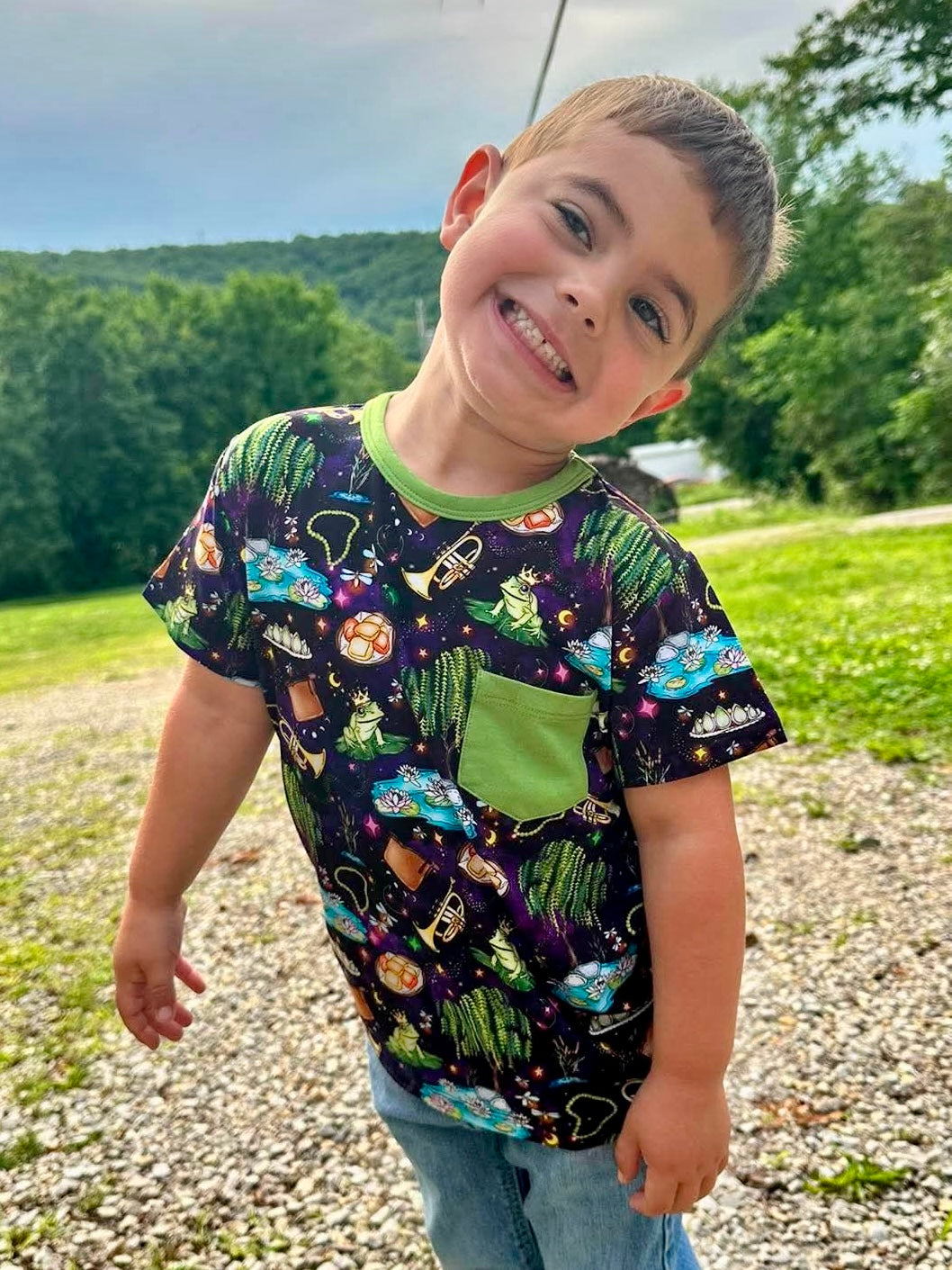 “Fireflies & Frog Kisses” Pocket T-Shirt