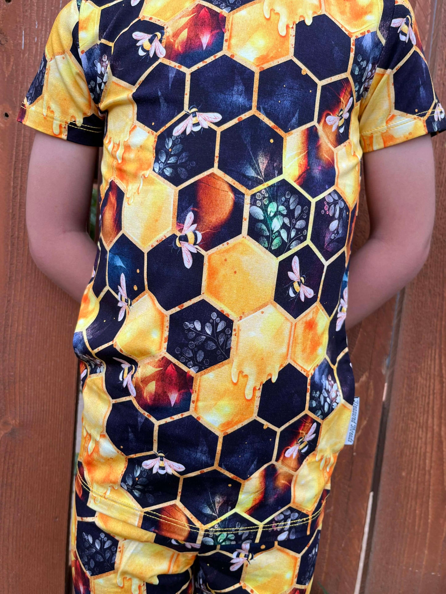 "Bee Happy" Two-Piece Pajamas Short Sleeved and Pants