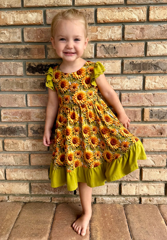 Sunflower Meadow Twirl with Bow Back
