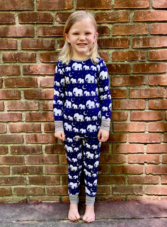 "Elephants" Two-Piece Pajamas Long Sleeved and Pants