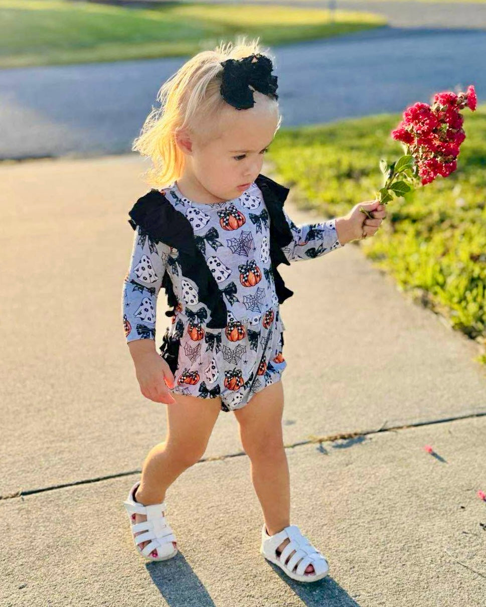 “Boos and Bows” Ruffled Bubble Romper