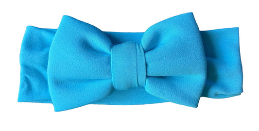 Blue Solid Bow Headwrap