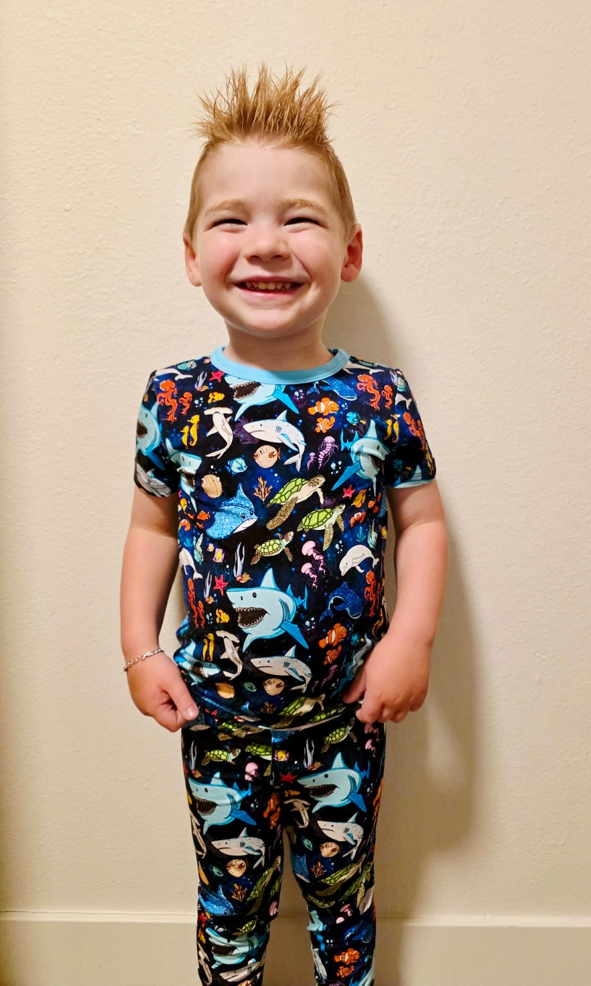 “Beyond The Reef” Two-Piece Pajamas Short Sleeved and Pants