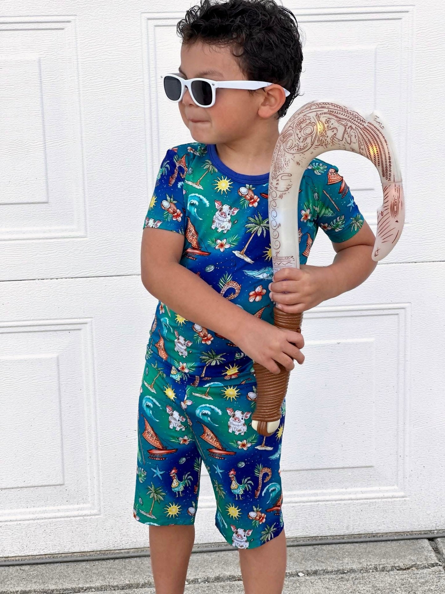 “Oceans Calling” Two-Piece Pajamas Short Sleeved and Shorts