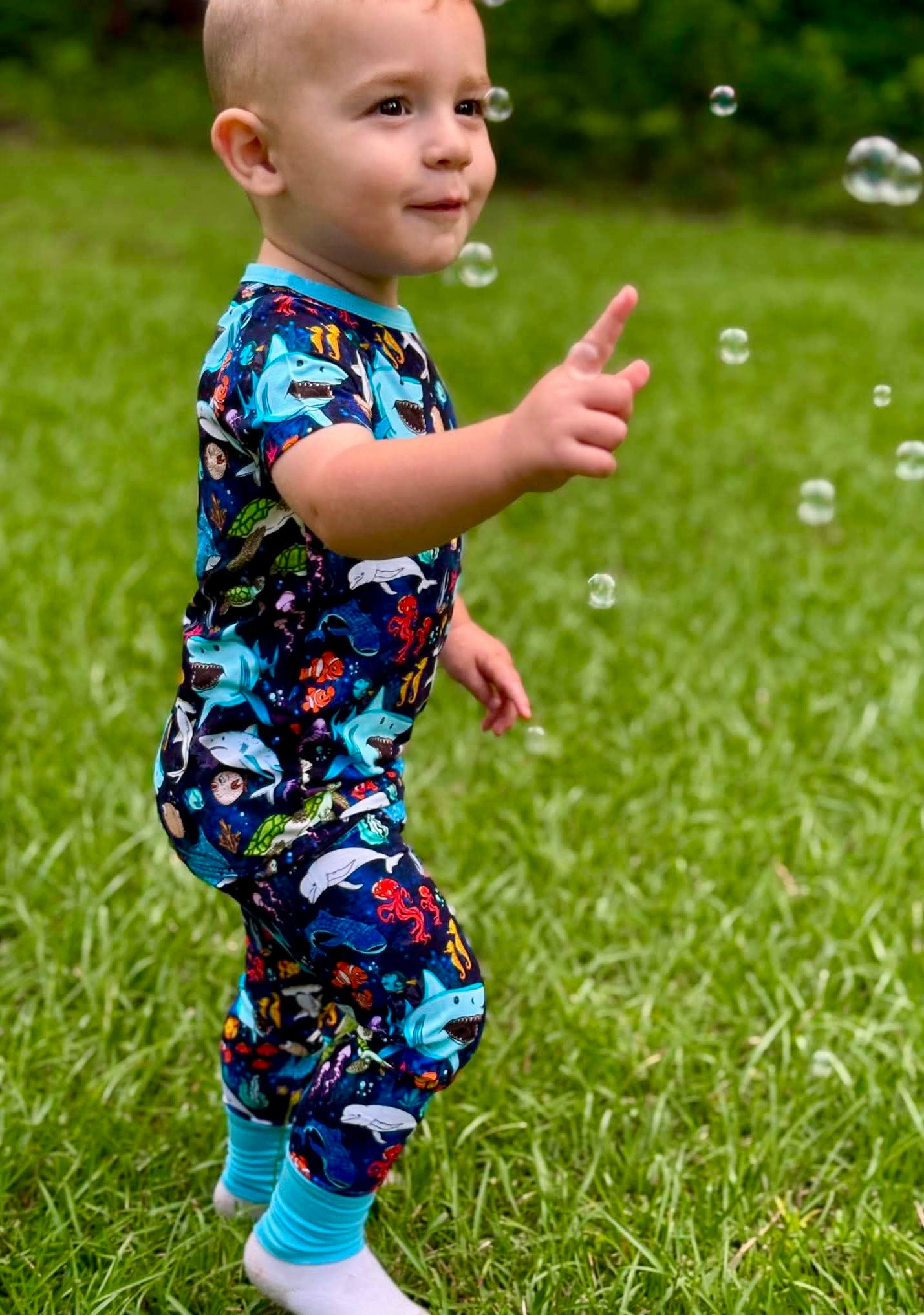 “Beyond The Reef” Two-Piece Pajamas Short Sleeved and Pants